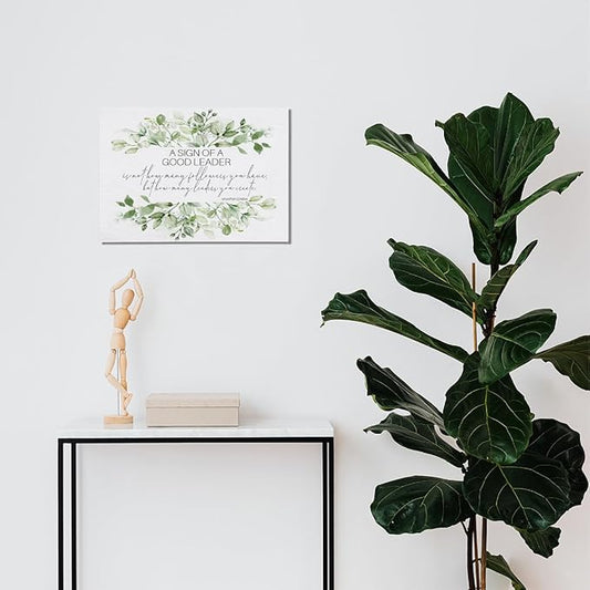 BIWSHA Inspirational Wall Art,Motivational a Sign of a Good Leader Wall Print,Mahatma Gandhi Quotes Canvas Wall Art,Leadership Gifts Wall Decor for Home Living Room 14x11 Inch