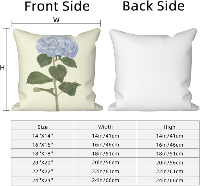 Blue Flowers Throw Pillow Covers 20"x20" Set of 4, Spring Outdoor Pillow Covers Home Decorative Floral Printed Cushion Covers for Couch Sofa Bedroom Farmhouse Livingroom Garden Patio Car