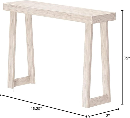Plank+Beam Solid Wood Console Table, 46 Inch, Sofa Table, Narrow Entryway Table for Hallway, Behind The Couch, Living Room, Foyer, Easy Assembly, White Sand