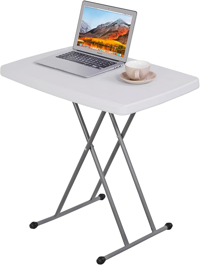 ZenStyle 3 ft Adjustable Folding Table, Indoor Outdoor Portable Plastic Dining Card Table Utility Table for Camping Dining Event Party, White (Rectangular, 30"x20")