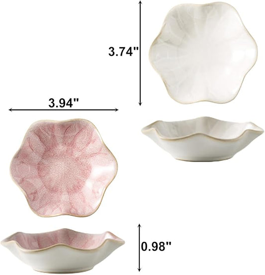 2Pcs Ceramic Jewelry Dish - Lotus Leaf Shape, for Ring Holder Necklace Small Key, Suitable for Mother Friend Sister, Gifts for Women, Cute Plate Trinket Tray, Home Decor (Pink & White)