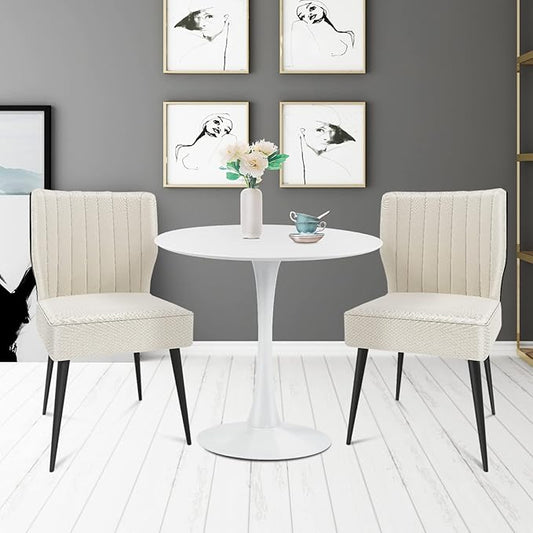 White Round Dining Table for 31.5 inch,Mid Century Modern Small Tulip Table with Metal Pedestal Base for Living Room Kitchen Dining Room