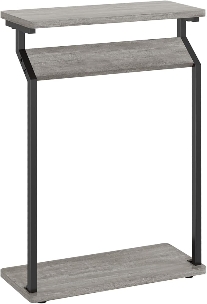 Livofloral Narrow Side Table for Small Spaces, Slim Couch Tray Table, Skinny Thin End Table for Living Room, Bedroom, Grey