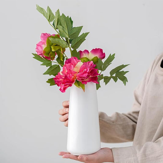 10" White Vase - Large White Ceramic Flower vase, Boho Vases for Pampas Grass, Minimalist Modern vases for Home Decor, Table Shelf Living Room Farmhouse Decor
