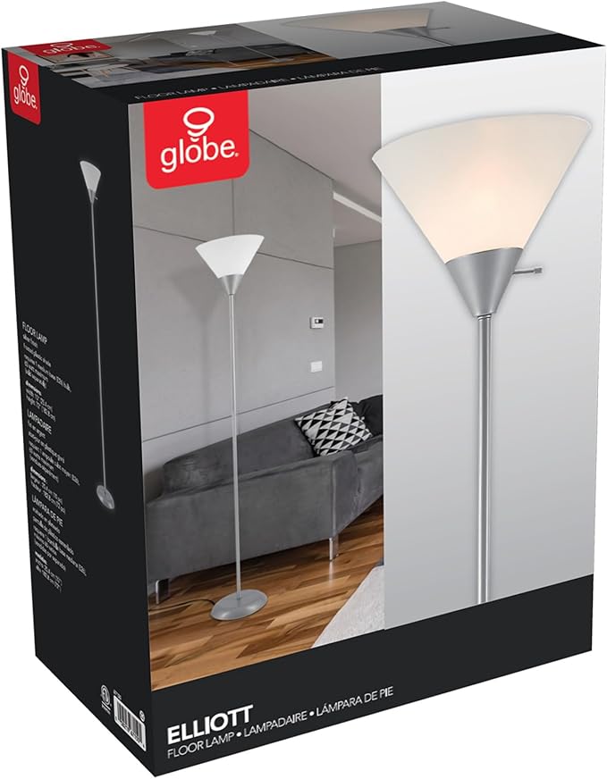 Globe Electric 67150 Elliott Floor Lamp, Silver (Pack of 2)