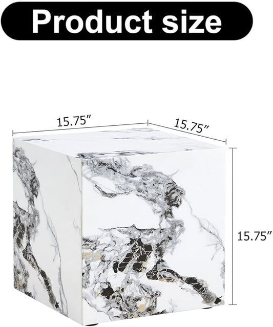Side Table, End Table Living Room Table, Faux Marble Sofa Couch Bedside Table, Nightstand for Small Spaces, Bedroom