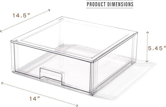 BINO | Stackable Storage Drawers, X-Large - Clear | THE CRATE COLLECTION | Storage Bins With Drawers | Bathroom Organizers | Under Sink Organizer | Vanity Cabinet Home Organization