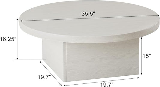 Farmhouse Coffee Table, 35.5" Modern Center Tables Wood Cocktail Table, Scratch-Resistant Accent Table with Sturdy Frame for Living Room, Home Office & Lounge