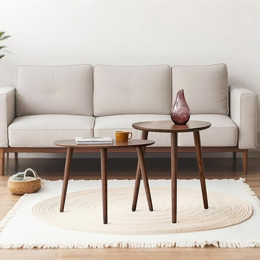 Oval Side Table,22.9" D x 33.5" W x 15.8" H Walnut Finish Oval Accent Table, 150lb Capacity & Easy Assembly,Mid Century Modern Small Coffee Table for Living Room, Bedroom, Office