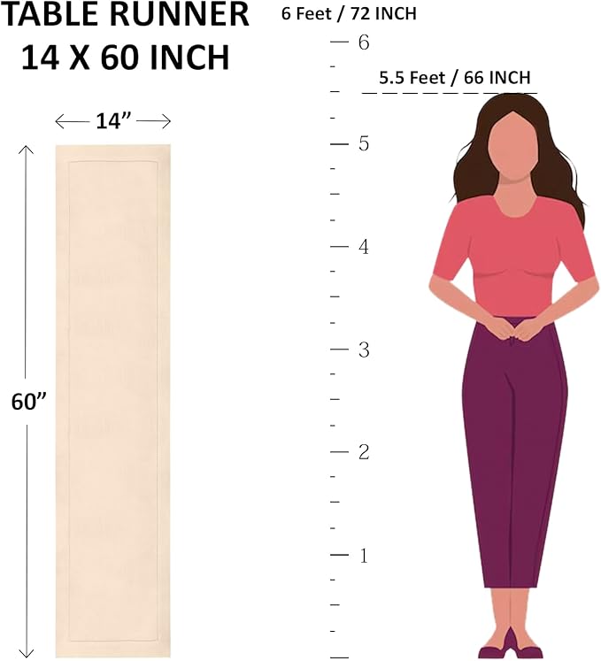 Solino Home Linen Short Table Runner 60 Inches - Athena, 100% Pure Linen Chambray Lavender Table Runner 14 x 60 Inch Ideal for Dresser and Coffee Tables - Thanksgiving, Holiday