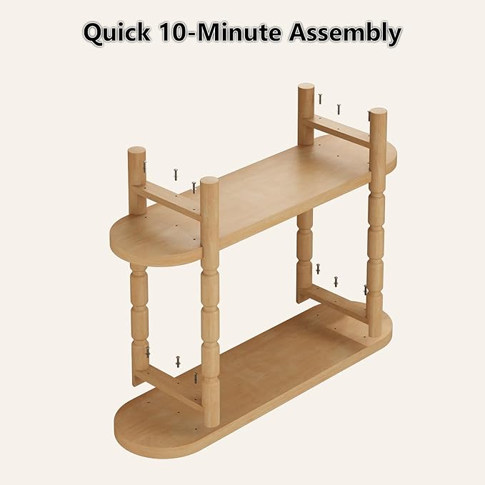 Farmhouse Entryway Table with Storage-43.4" Narrow Console Table with Solid Wood Legs, 2 Tiers Rounded Corners Sofa Tables for Living Room,Hallway, Entrance, Foyer, Natural