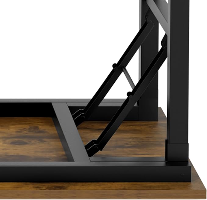 Need Home Office Desk Large Computer Desk 60 inch Sturdy Table Foldable Desk Gaming Computer Table No Assembly Required, Rustic Brown&Black Frame AC5FB(152.4 * 60)