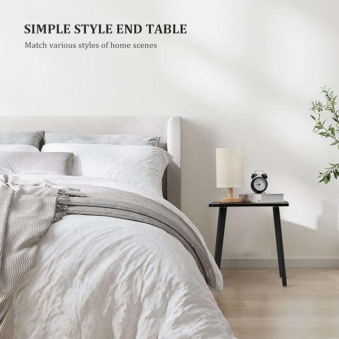 FORAOFUR Black End Tables Set of 2, Modern Boho End Table for Living Room Bedroom, Small Side Table for Small Spaces with Stable Structure, Easy Assembly