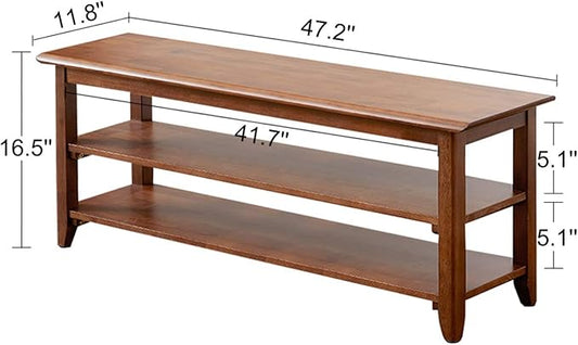 XKZG Storage Bench Wooden Shoe Rack Bench Rustic Solid Wood Entryway Bench (Brown,47.2")