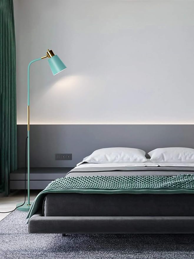 Floor Lamp, Industrial Floor Lamps for Living Rooms Rustic Farmhouse Reading Standing Floor Lamp Adjustable Metal Heads Indoor Task Lighting for Living Room Bedroom Office Home Décor (Green)