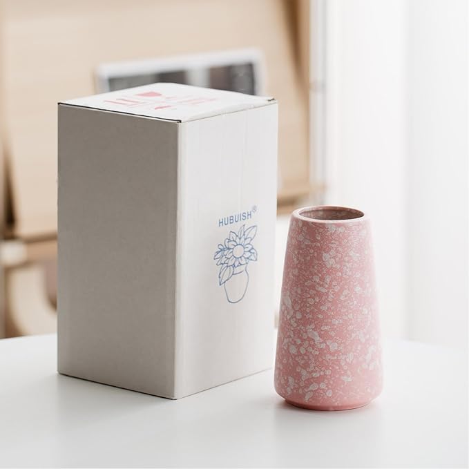 Pink Vase - 6" Pink Ceramic vase for Flower, Cute Modern Vases for Home Decor, Minimalist vases for Centerpieces, Living Room,Bedroom or Gift (Snowflake Pink, Small)