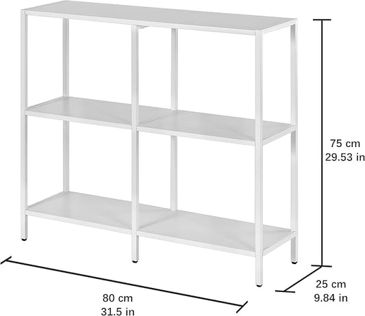 HDANI 31.5 Inch Metal Console Table with 3 Tier Strage Shelves,Narrow Entryway Table,Modern Sofa Tables for Entryway, Living Room,Bedroom,White