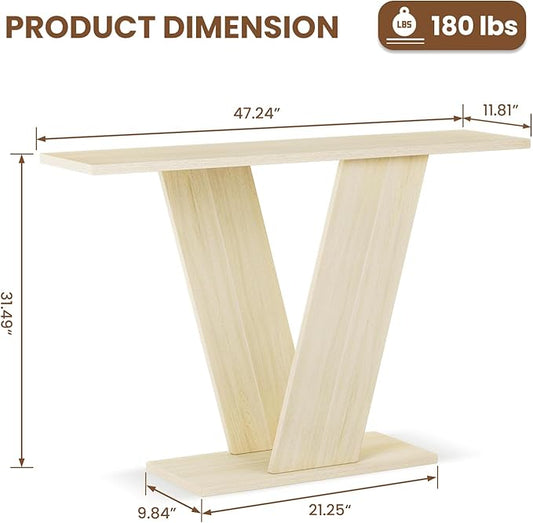 47 Inch Console Table, X-Shaped Wood Sofa Table Behind Couch, Farmhouse Entryway Table for Entrance, Hallway, Living Room, Natural