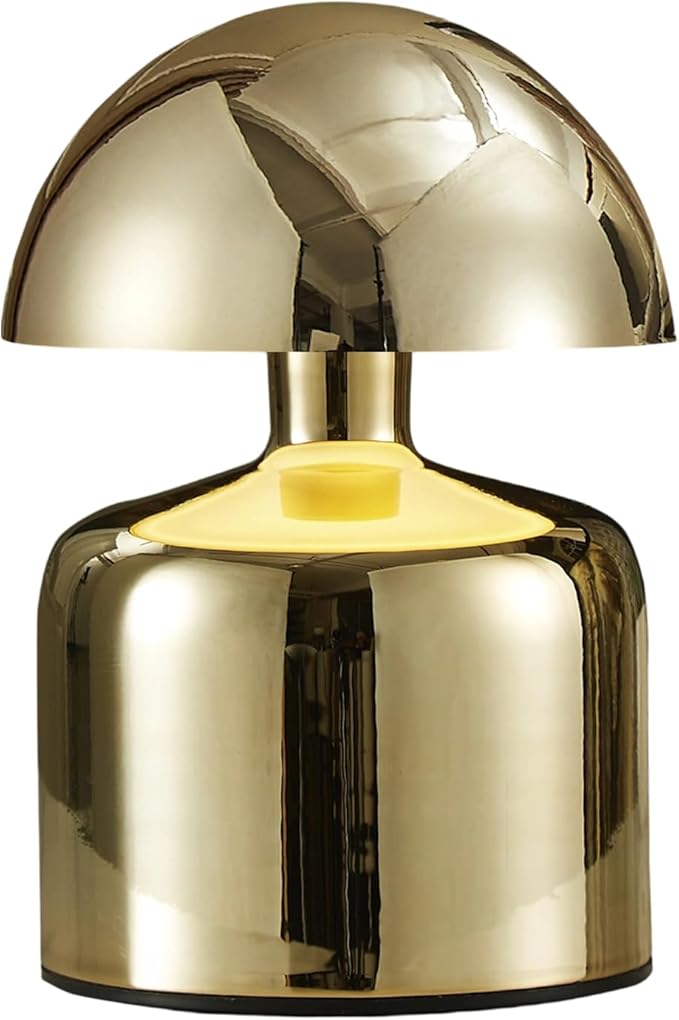 Modern Cordless Mushroom Small Table Lamp Touch LED Lamp, 3-Way Dimmable Bedside Nightstand Lamp Mini Rechargeable Night Light for Bedroom, Living Room