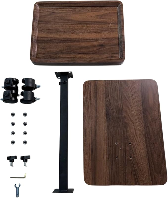 Gets Adjustable Height Sofa Tray Table for Couch,360°Swivel TV Tray for Small Spaces,C Table End Table with Wheels for Eating, Livingroom, Bedroom, Sofa-Walnut,15.8" X 11.8" X 31.5"
