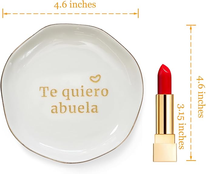 HOME SMILE I Love You Grandma Gifts in Spanish Ring Dish-Mother's Day Birthday Gifts for Grandmother-Te Quiero Abuela Regalos