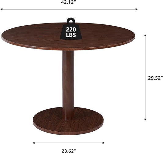 Round Dining Table, Circle Dining Table for 4-6 42 in, Modern Farmhouse Dinner Table Breakfast Tulip Table, for Kitchen/Small Space/Little Nook - Walnut