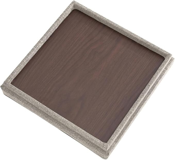 Ornavo Home Square Storage Ottoman Linen Foldable Tufted Cube Storage Ottoman Foot Rest Stool/Seat with Table Top Lid, Coffee Table Ottoman - 15" x 15" x 15" (Beige)