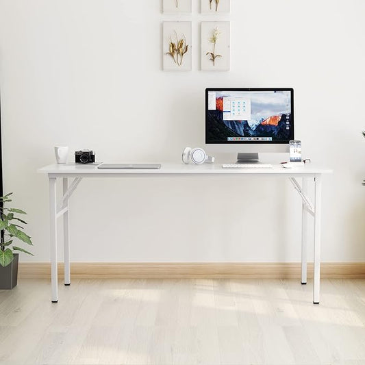 Need Home Office Desk - 62 Inches Large Computer Desk Sturdy Black Table Foldable Desk Gaming Computer Table No Assembly Required AC5DW(157.5 * 60)