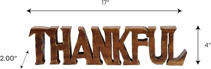 Decozen Gifts for Mom - Wooden Thankful Sculpture - Mother's Day Birthday Gifts, Home, Office, Living Room, Shelf, Fireplace, Farmhouse, Tabletop, Boho and Mantle Decor - Mothers Day Decorations