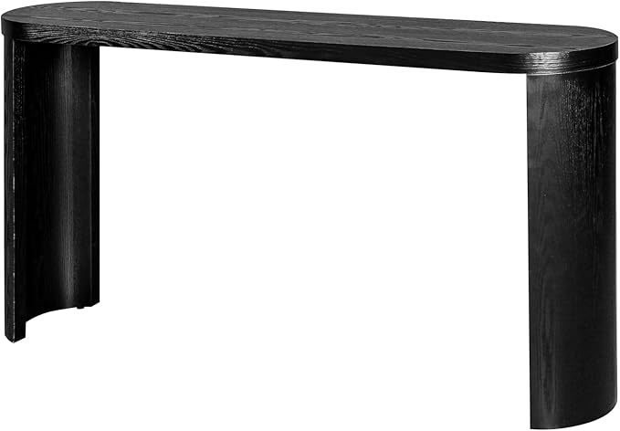 kevinplus 60'' Modern Black Console Table Sofa Table for Entryway Living Room, Sturdy Construction, Curved Legs, Black