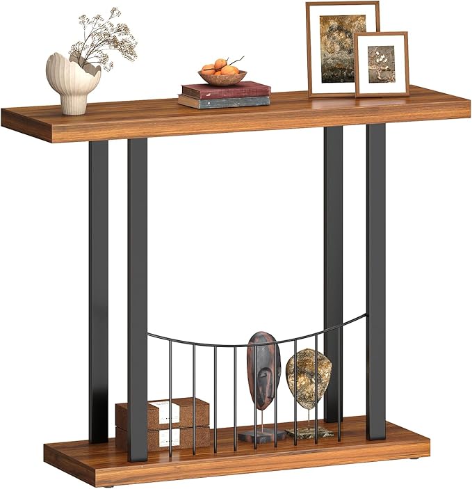 39.4 Inch Console Table, Industrial Entryway Table Sofa Tables Behind The Couch for Entrance Hallway Living Room
