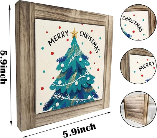Modern Farmhouse Christmas Decor, Christmas Tree Decors, Decorative Wooden Block Sign, Rustic Home Office Decor, Cafe Shop Decors, Shelf Table Decoration, Merry Xmas Gifts