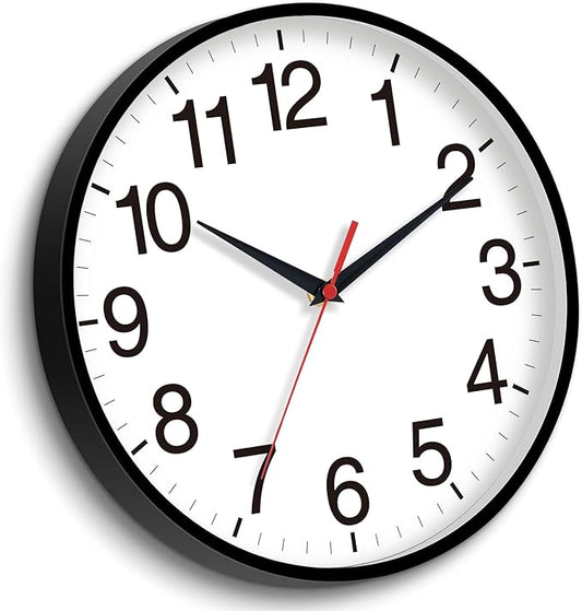 18 Inch Wall Clock, Modern Battery Operated Wall Clocks, Silent Non Ticking Large Analog Clock for Living Room, Office, Home, Bedroom, Kitchen, Bathroom(Black)