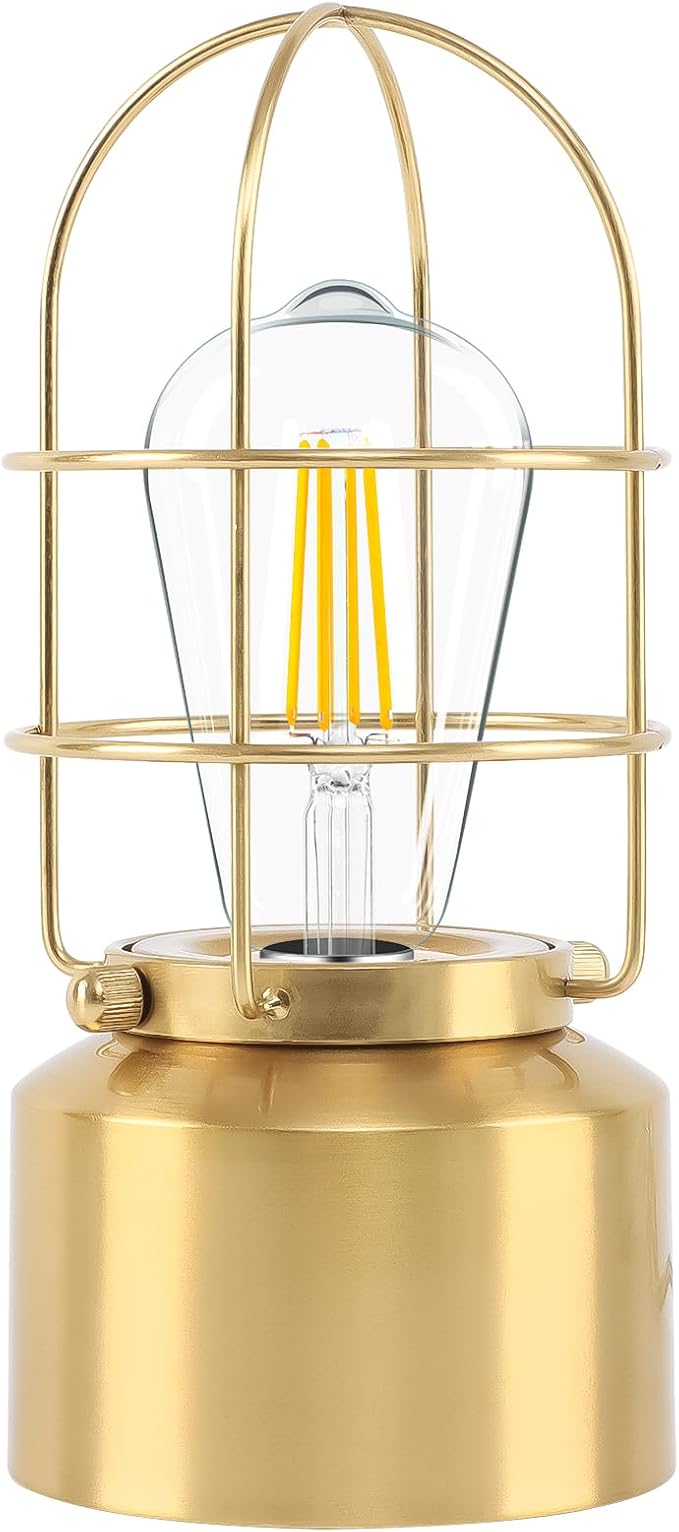 Haian Support Small Touch Gold Table Lamp for Small Spaces - 3 Way Dimmable Industrial Bedside Lamp - Steampunk Antique Nightstand Desk for Bedroom, Living Room (Bulb Included)