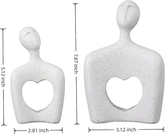 Resin Couple Statues with Heart Hollow, Romantic Hugging Figurines for Home Decor, Modern Marble-Look Sculptures for Shelf, Table, Living Room, Bedroom, Office Decor, Anniversary Wedding Gift