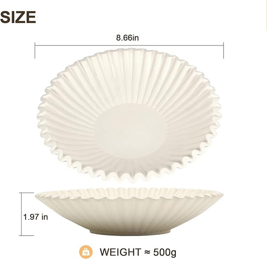 Beige Small Decorative Bowl - Stylish Key and Purse Bowls for Entryway Table - Resin Candy Plate - Modern Accent Bowl for Home Decor - Ruffle Coffee Table Centerpiece