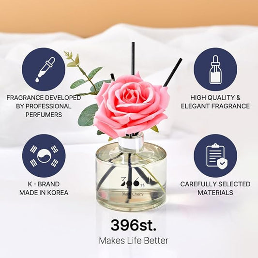 396 st. Rose Flower Reed Diffuser, Baby Powder, 200ml(6.7oz) / Reed Diffuser Sets, Home Fragrance, Scented Oils, Home & Bathroom Décor