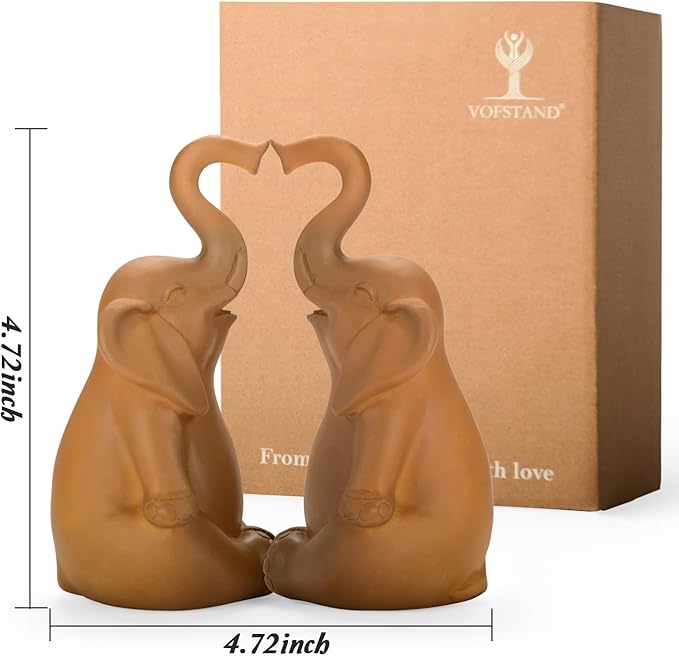 Loving Pair of Elephants, Elephant Statues for Home Decor, Elephant Figurines for Shelf, Table or Living Room, Symbol of Love and Harmony, Gift for Women, Mom