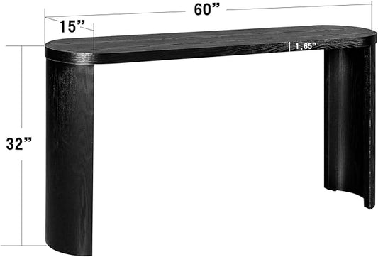 kevinplus 60'' Modern Black Console Table Sofa Table for Entryway Living Room, Sturdy Construction, Curved Legs, Black
