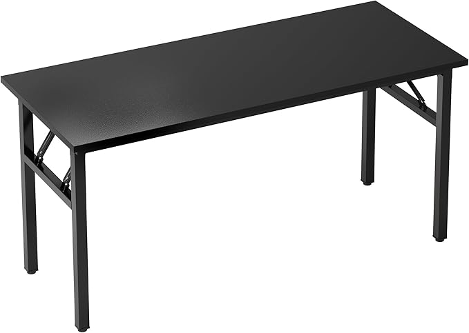 Need Folding Desk, 54 inch Large Computer Desk for Home Office, No Install Needed Study Student Writing Table Desk Workstation, Black