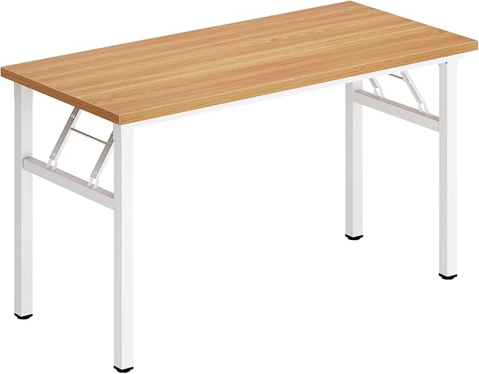 DlandHome 47 inches Folding Table Computer Desk Portable ActivityTable Conference Table Home Office Desk, Fully Assembled Teak and White DND-ND5-120TW
