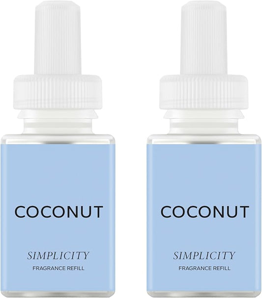 Pura and Simplicity - Smart Home Air Diffuser - Up to 120-Hours of Luxury Fragrance per Refill - Spring & Summer Fragrance - 2 Pack, Coconut