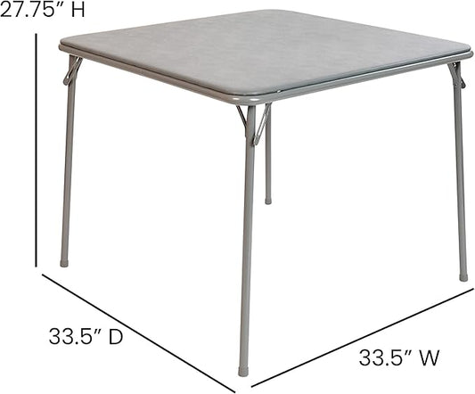 BizChair Gray Folding Card Table - Lightweight Portable Folding Table with Collapsible Legs