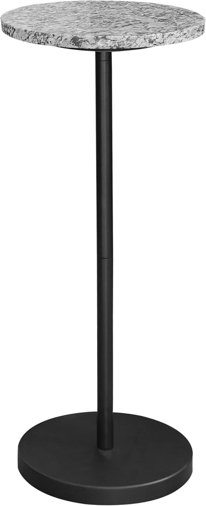 Nature Marble Drink Table, Pedestal Table, Small Round Side Table, Martini Table for Living Room, Bathroom, Small Space (Black 2)