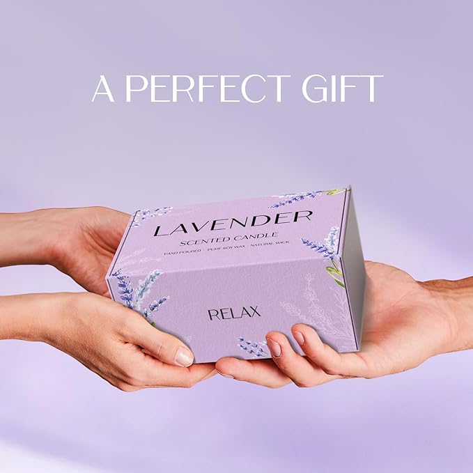 Lavender Candle, Soy Candles for Women, Soy Candles for Home Scented, 2 Pack Aromatherapy Candle Gift Set for Relaxing, Stress Relief & Home Decor