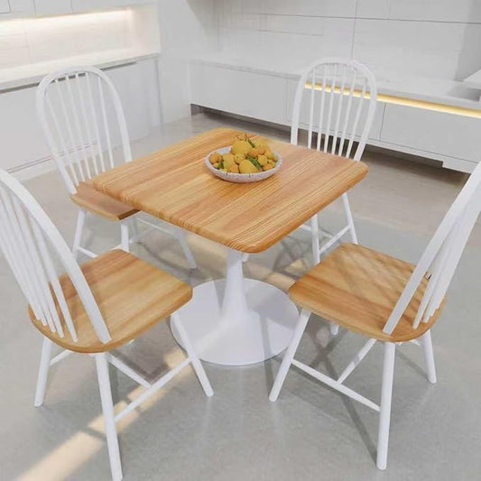 23.6" Square Small Dining Table for 2, Tulip Bistro Table with White Metal Pedestal Base, Modern Mid-Century Compact Kitchen Dining Piece for Home, Café, Restaurant, or Office