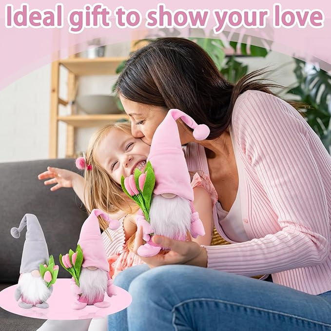 Gnome Plush Decorations,15 inch Gnomes Decorations for Home,Christmas Gnomes Plush Table Decoration Gnome Gifts for Women Christmas Gnome Decor Gifts,Pink