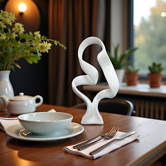 15" Modern Abstract Ribbon Decorative Sculpture, Knot Sculptures,Home Decor,Coffee Table Statues,Dining Living Room Desk Decor(White)