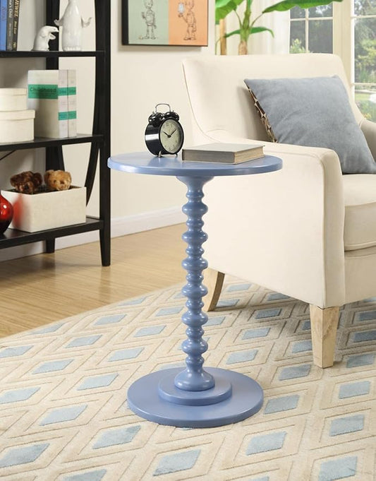 Convenience Concepts Palm Beach Spindle Table 17.75" - Traditional Round End Table for Living Room, Turned Solid Wood Side Table, Classic Display Pedestal Table, Blue