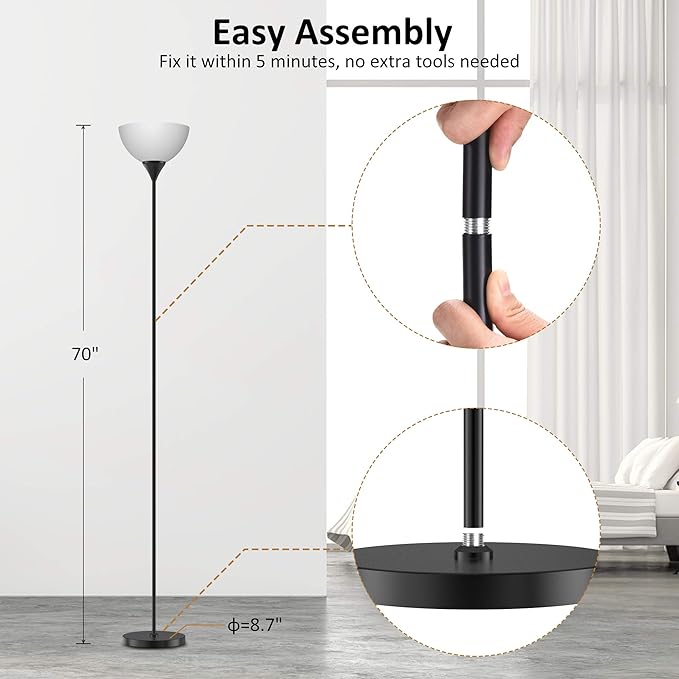 PESRAE Smart RGB Floor Lamps Work with Alexa, Google Assistant WiFi App, Modern Color Changing Floor Lamp, Dimmable Corner Floor Lamp for Living Room, Bedroom and Play Room (Without Remote Control)